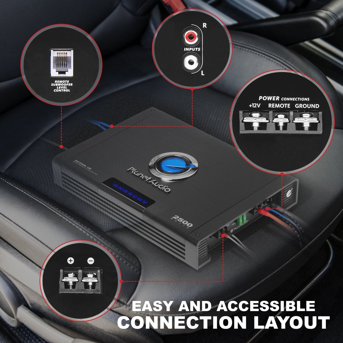 Planet Audio AC2500.1M remote sub control for quick bass adjustments
