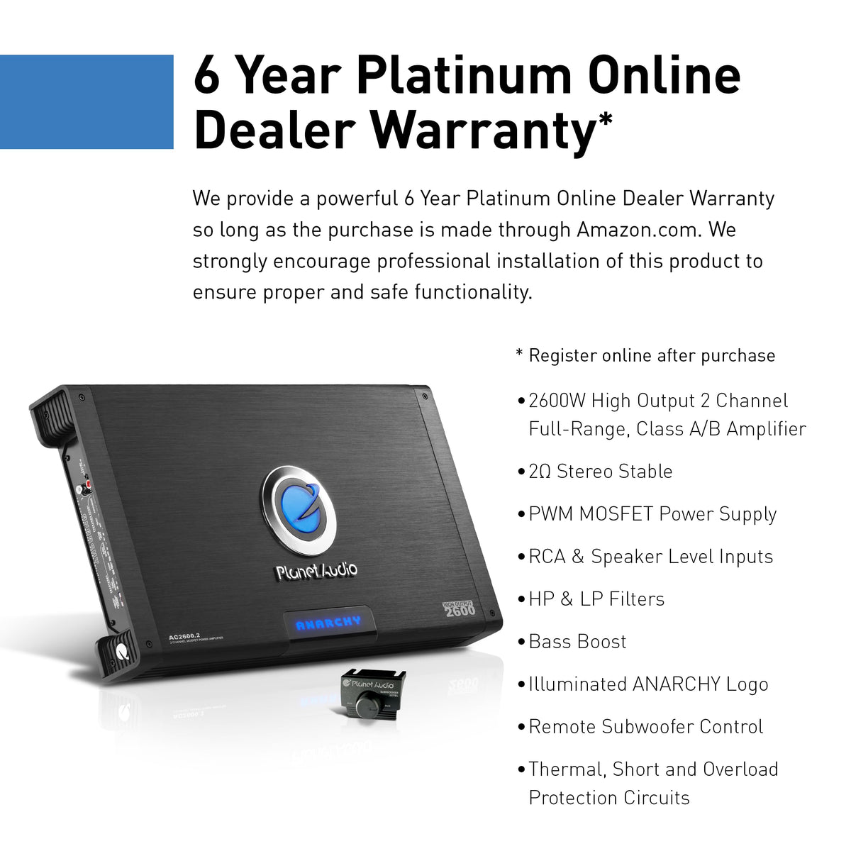 Planet Audio AC2600.2 Anarchy bridge mode demonstrates added power for subs and speakers