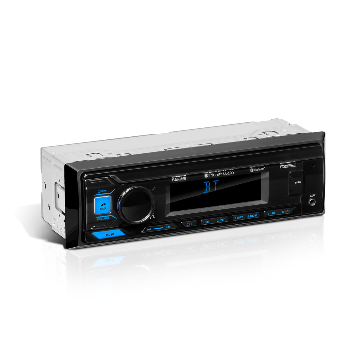 Planet Audio front installed in dash showing compact single-DIN fit and easy control