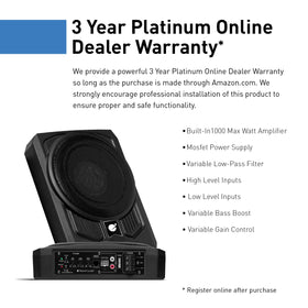 Planet Audio P10AW built-in amplifier integrates power without extra components