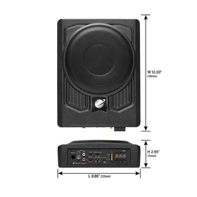 Planet Audio P8AWK in a trunk enclosure demonstrates versatile mounting for trucks and spaces.