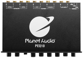 Planet Audio PEQ10 rear connections with RCA outputs for amplifier hookup