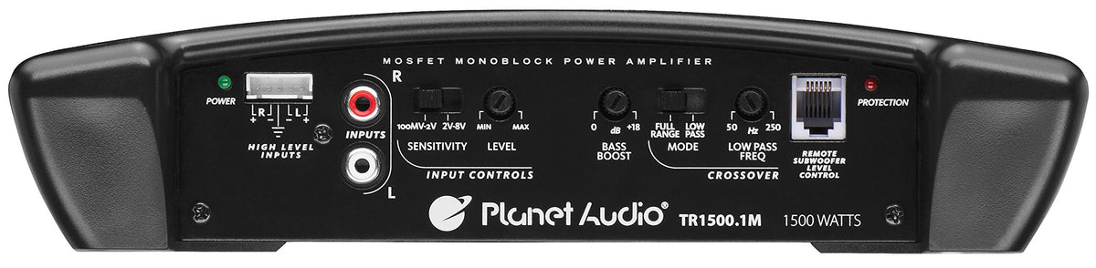 Planet Audio TR1500.1M low-pass crossover dial for bass tuning.