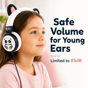 Planet Buddies Panda headphones with 85dB limit for safe listening