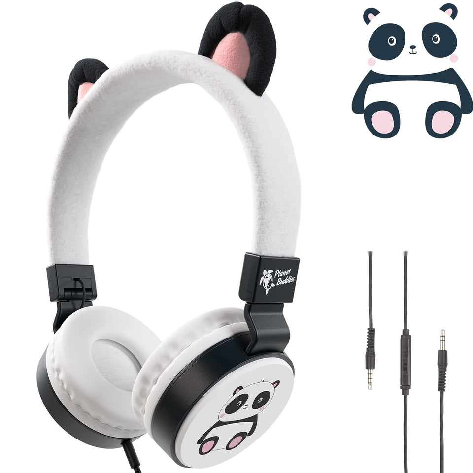 Planet Buddies Panda headphones folded for easy travel and school use