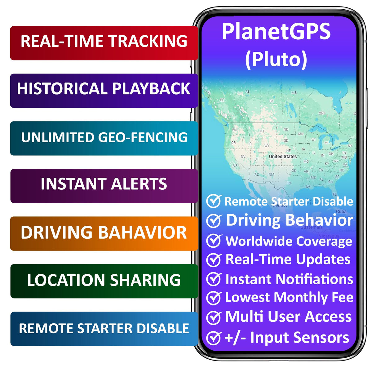 PlanetGPS Pluto kill switch enables remote ignition control for vehicle security.