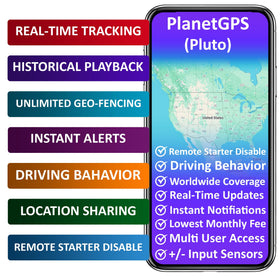 PlanetGPS Pluto kill switch enables remote ignition control for vehicle security.