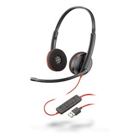 Plantronics Blackwire C3220 front view showing compact headset and clear branding for professional calls