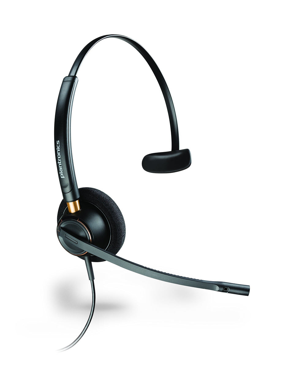 Plantronics EncorePro HW510 front view showing headset and padded earcup for comfortable wear