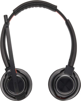 Plantronics Savi 8200 headset illustrates DECT range for roaming across the office.