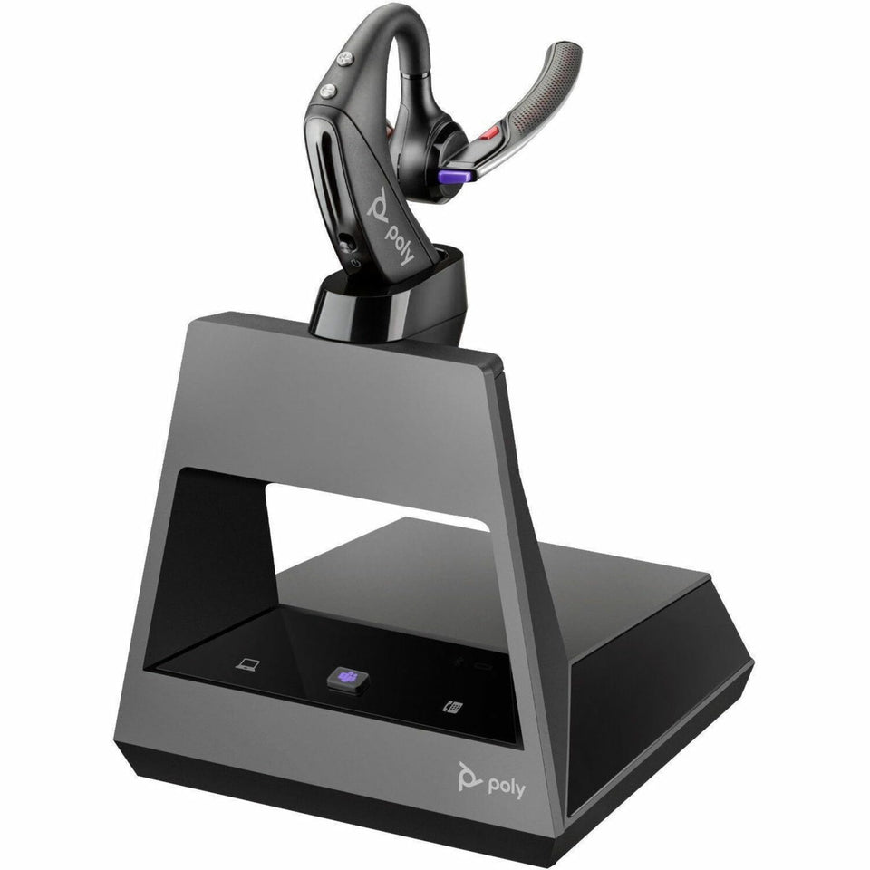 Plantronics Voyager 5200 Office headset on desk enables hands-free calls