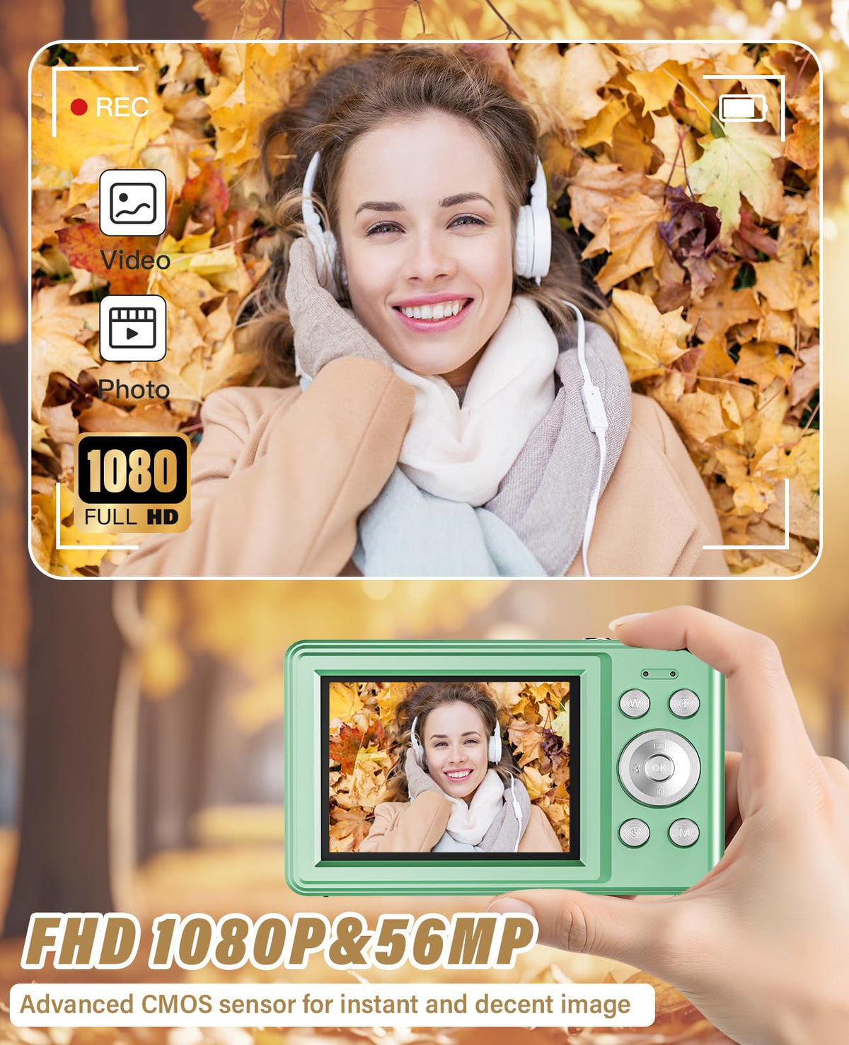 Platstudy Kids Camera offers 16x digital zoom for close-ups indoors and outdoors.