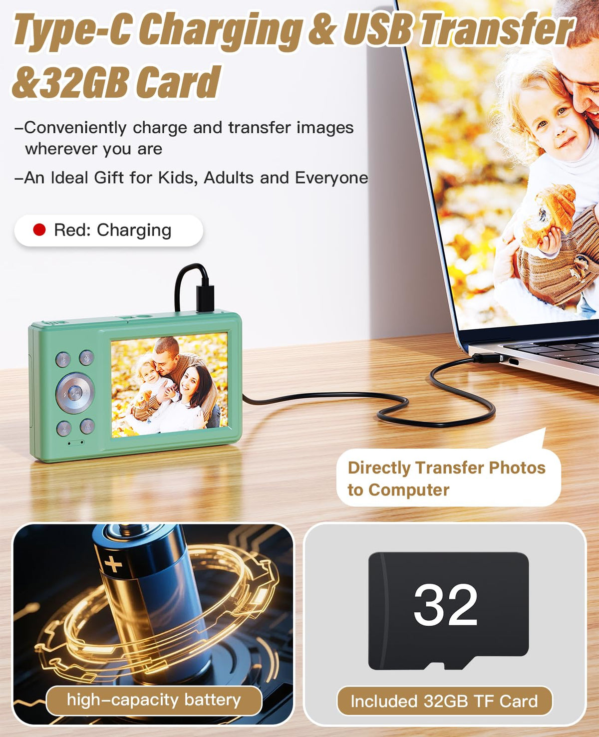 Platstudy Kids Camera self-timer enables fun timed selfies.
