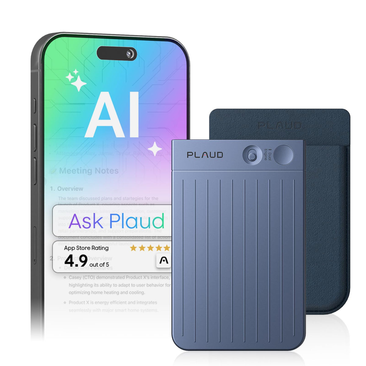 Plaud Note AI Voice Recorder in case offers secure on-the-go meeting recording.