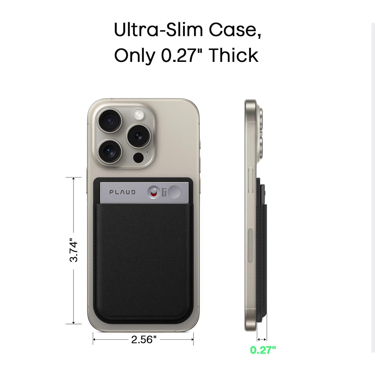 Blue Plaud Note case demonstrates the magnetic cardholder feature.