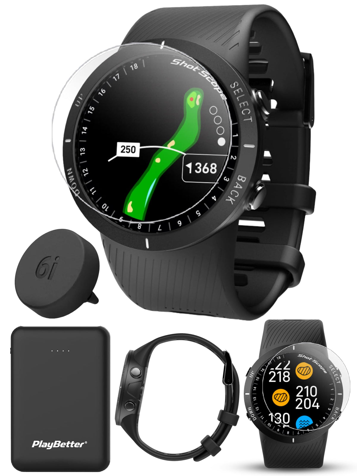 PlayBetter Shot Scope V5 GPS watch with global hole maps for on-course planning