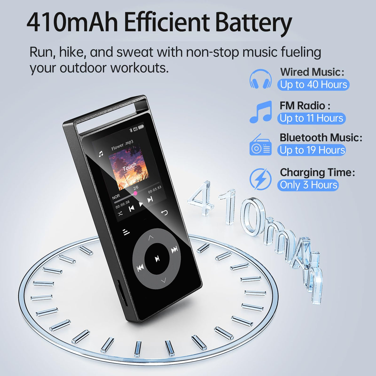 PlayerPure 90G MP3 Player FM radio keeps you updated.