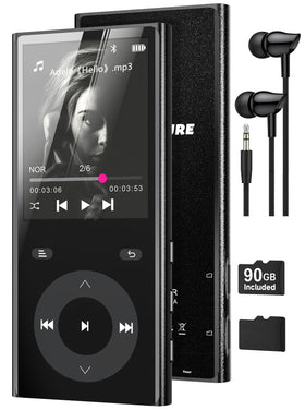 PlayerPure front view showing device and included 90GB TF card, clear storage benefit