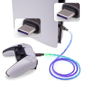 PlayVital Type-C to Type-C LED charger for PS5 controller with stable charging during long sessions