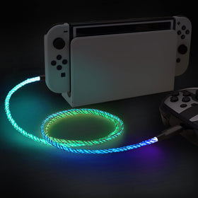 PlayVital USB-C LED cable with gradient glow for Nintendo Switch charging