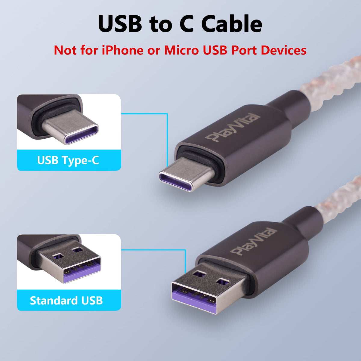 PlayVital LED glow along cable for stylish charging visuals