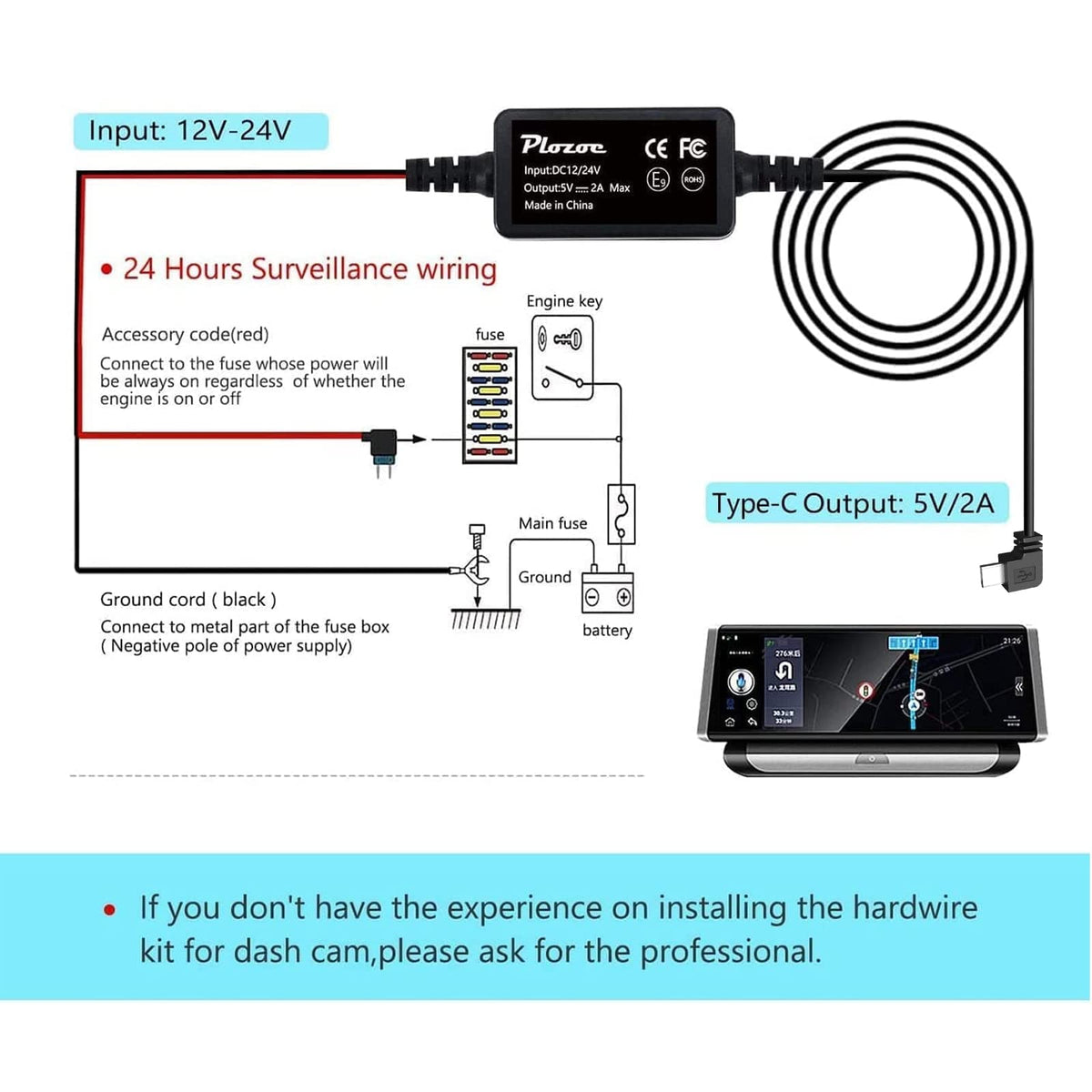 Plozoe compact harness hides wiring for neat car interior.