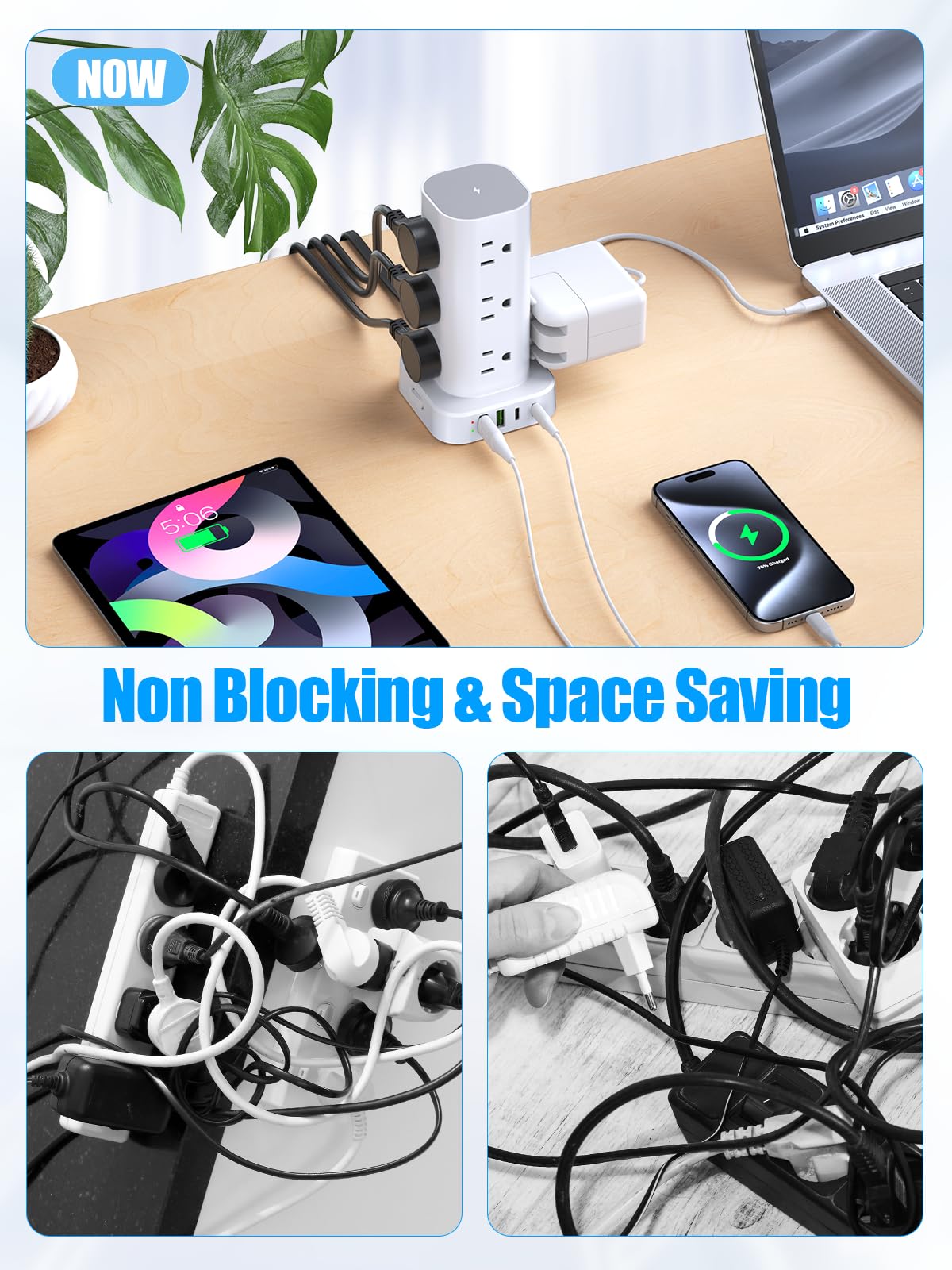 Pluackg ideal for office, dorm, travel, and home charging needs.