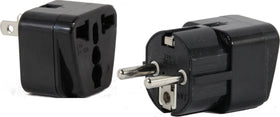 Plug-in-Solutions front packaging showing pack of two adapters and travel icons