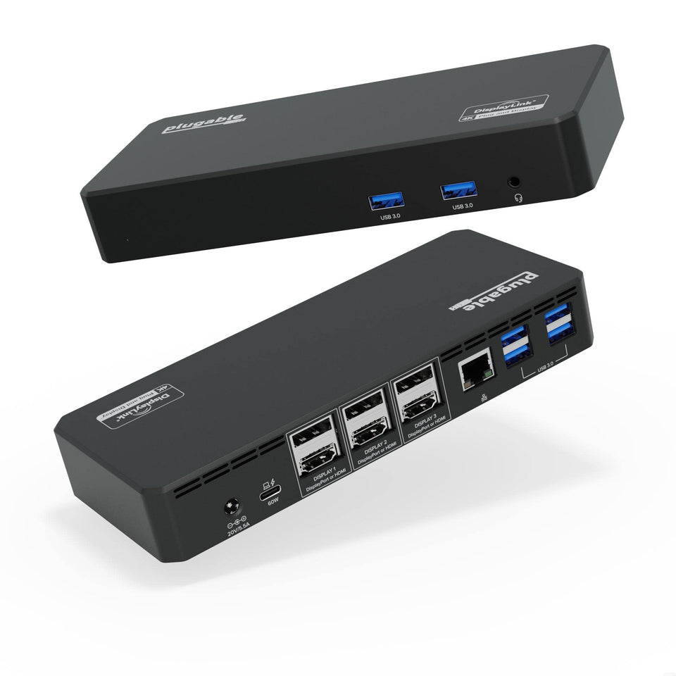 Plugable 12-in-1 docking station connects three 4K displays for multi-monitor productivity