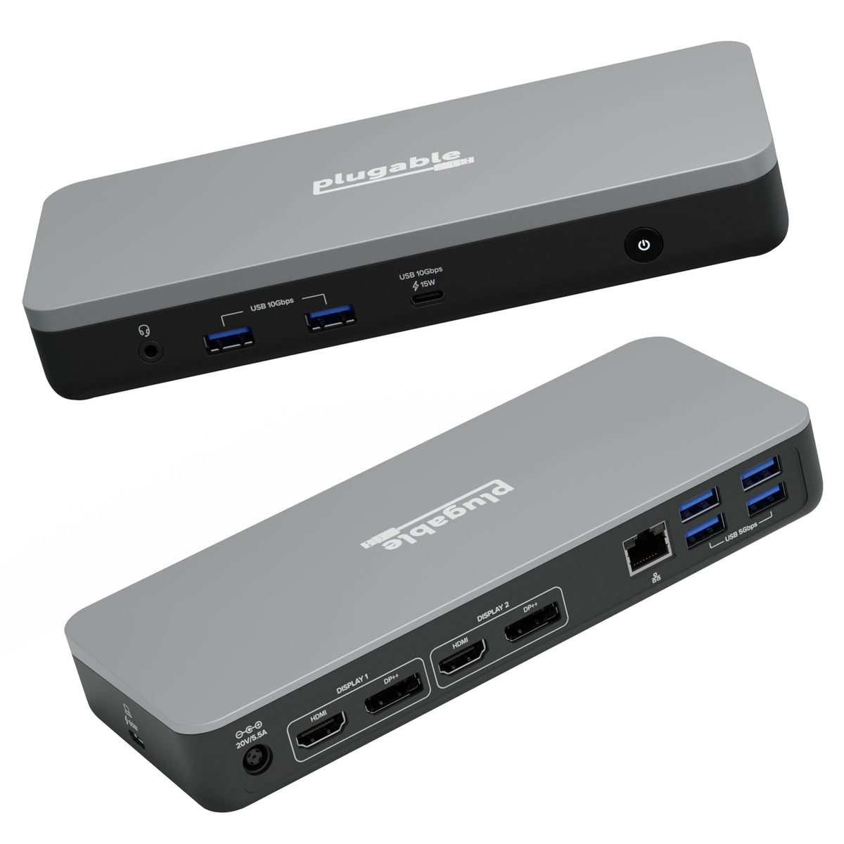 Plugable 12-in-1 dual 4K USB-C dock with HDMI and DP for high-resolution multitasking