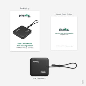 Plugable 7-in-1 dock shown in a compact, travel-friendly setup