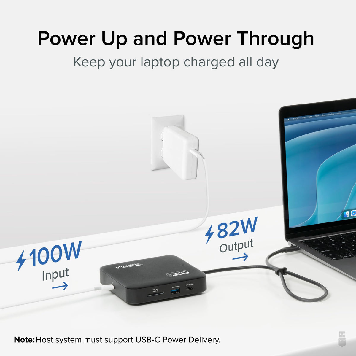 Plugable dock showing USB-A and USB-C ports for fast data transfer