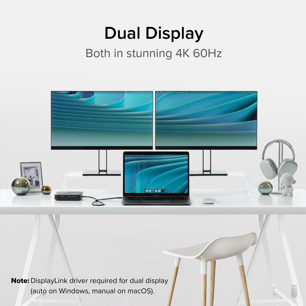 Plugable dock demonstrating USB-C power delivery to keep laptop charged