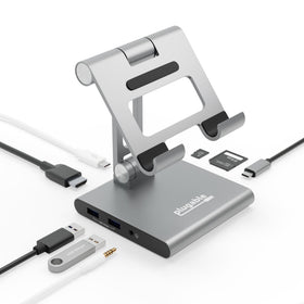 Plugable 8-in-1 USB-C hub with stand enables easy workspace setup