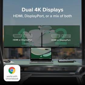 Plugable dual 4K dock with two HDMI ports for extended displays