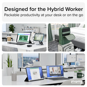 Plugable compatibility across Mac, Windows, iPad, and Android devices.