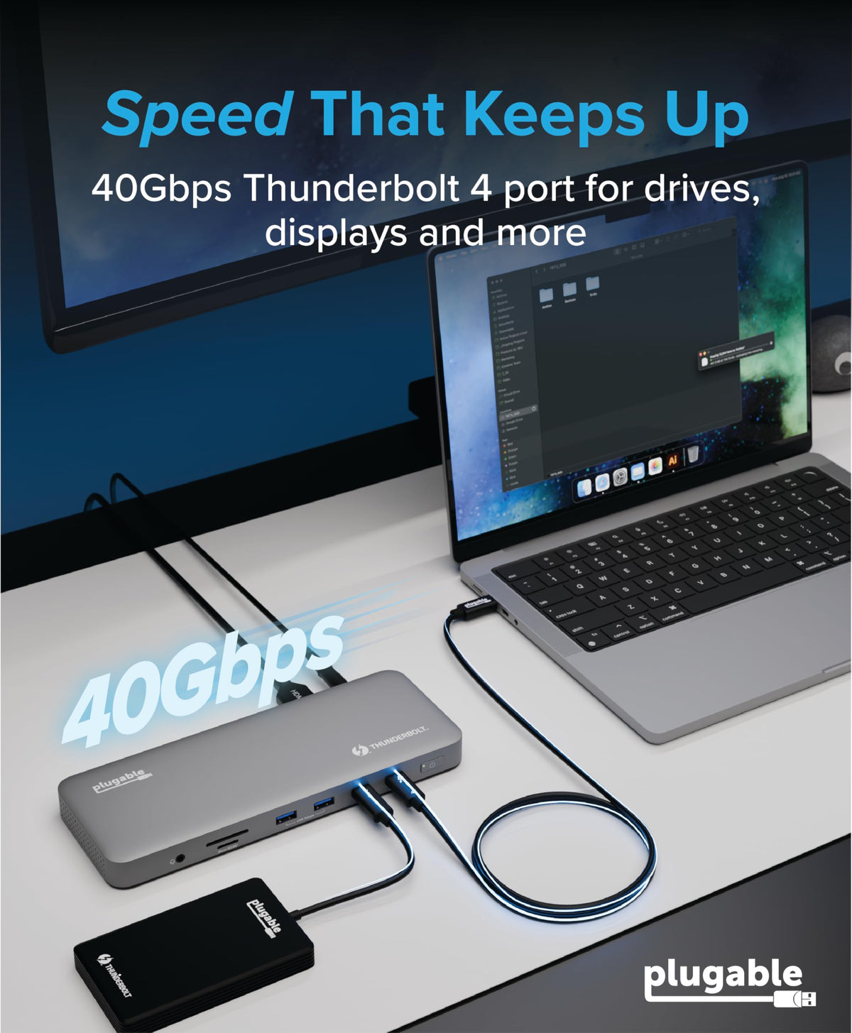 Plugable TBT-UDM downstream Thunderbolt port enabling fast data transfers