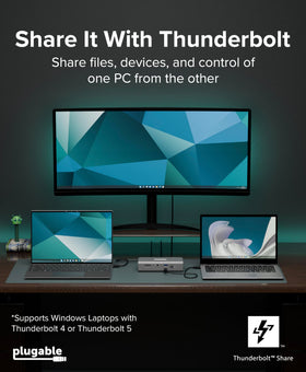 Plugable TBT-UDT3 in a modern office setup boosting productivity.