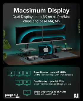 Plugable TBT-UDT3 top view on desk with compact 11-in-1 hub.