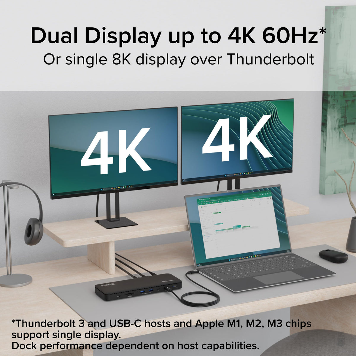 Plugable TBT4-UD5 dual 4K setup demonstrates crisp multi-monitor productivity