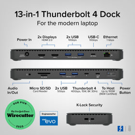 Plugable TBT4-UD5 ports layout highlights dual-monitor and fast peripheral compatibility