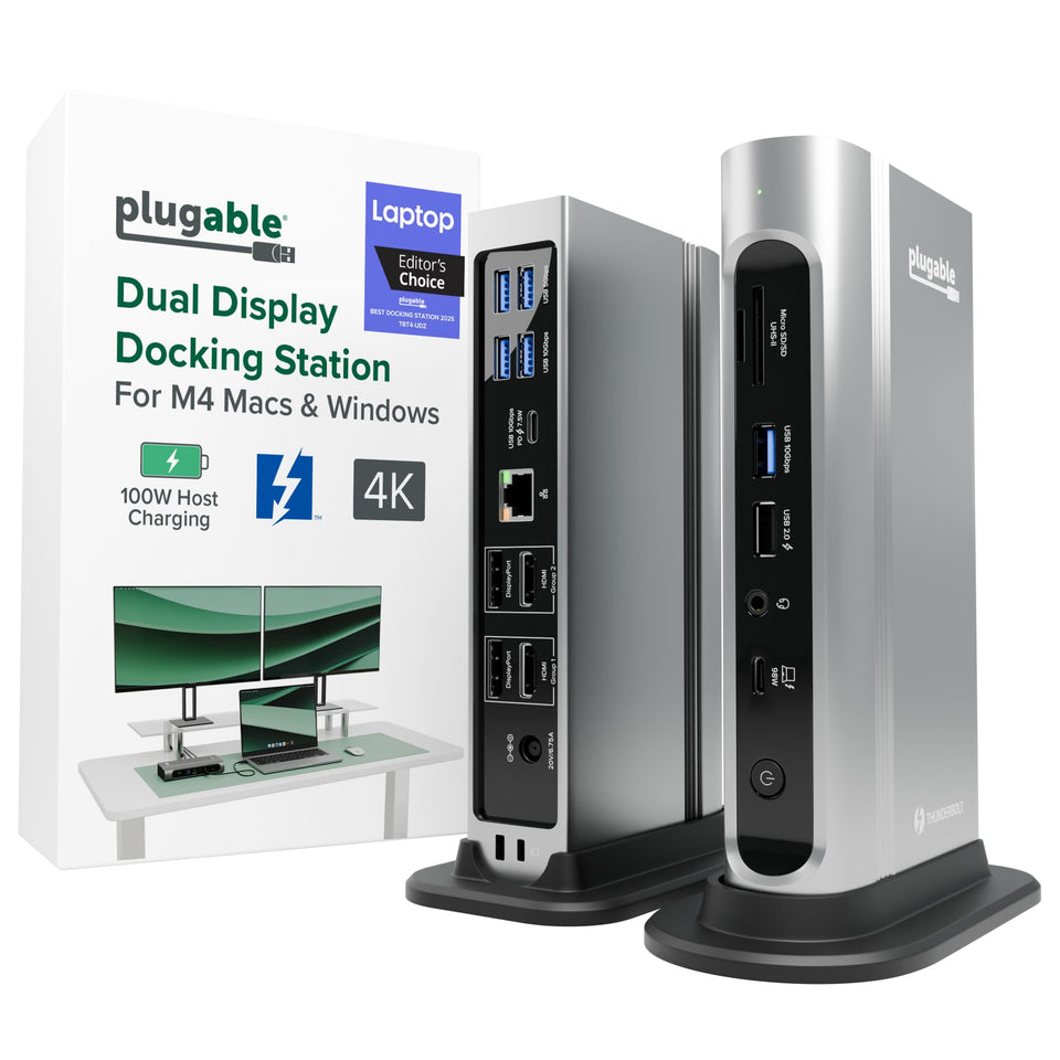 Plugable 16-in-1 dock enables dual 4K monitors for MacBook.