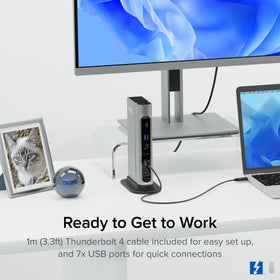 Plugable included Thunderbolt 4 cable simplifies setup and ensures fast data.
