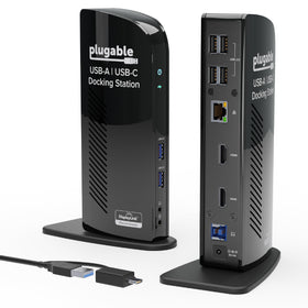 Plugable UD-3900 dual HDMI monitor setup for expanded workspace on laptop.
