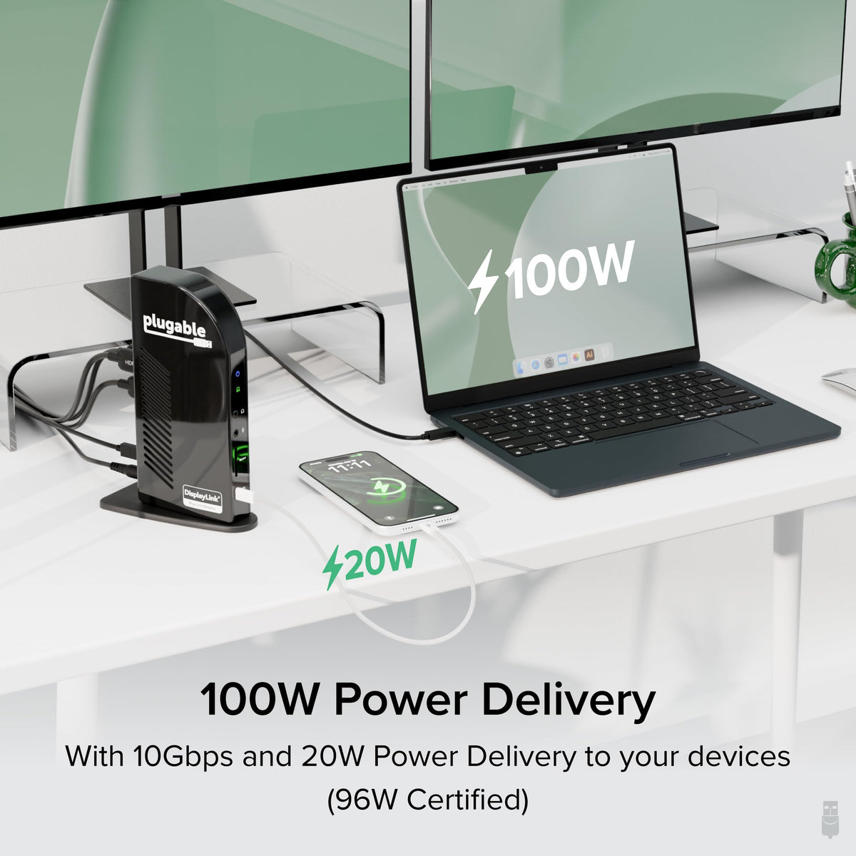 DisplayLink and Alt Mode MST enable flexible four-monitor layouts.