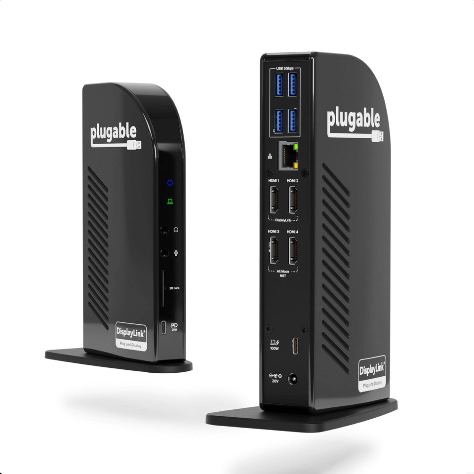 Plugable UD-3900C4 quad-dock with four HDMI outputs enables expanded multitasking.