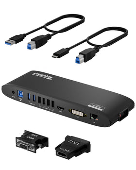 Plugable UD-3900H front view with multi-port hub for easy desk setup