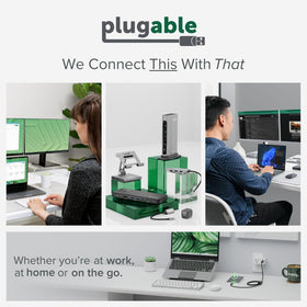 Plugable UD-3900H power adapter powering docked peripherals