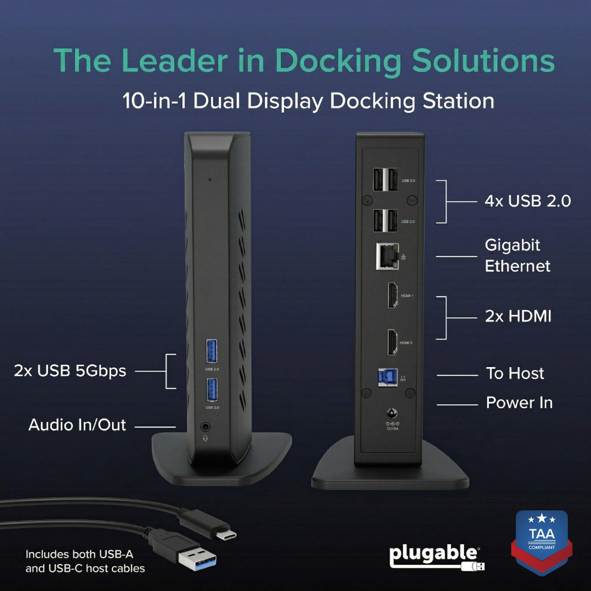 Plugable UD-3900Z compact vertical design keeps desk tidy and organized