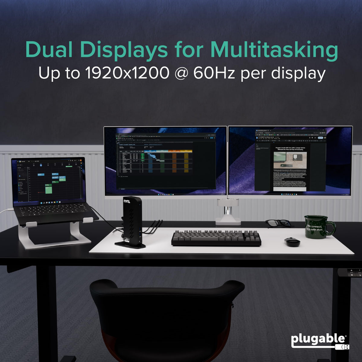 Plugable UD-3900Z USB-C and USB-A cables included for versatile compatibility